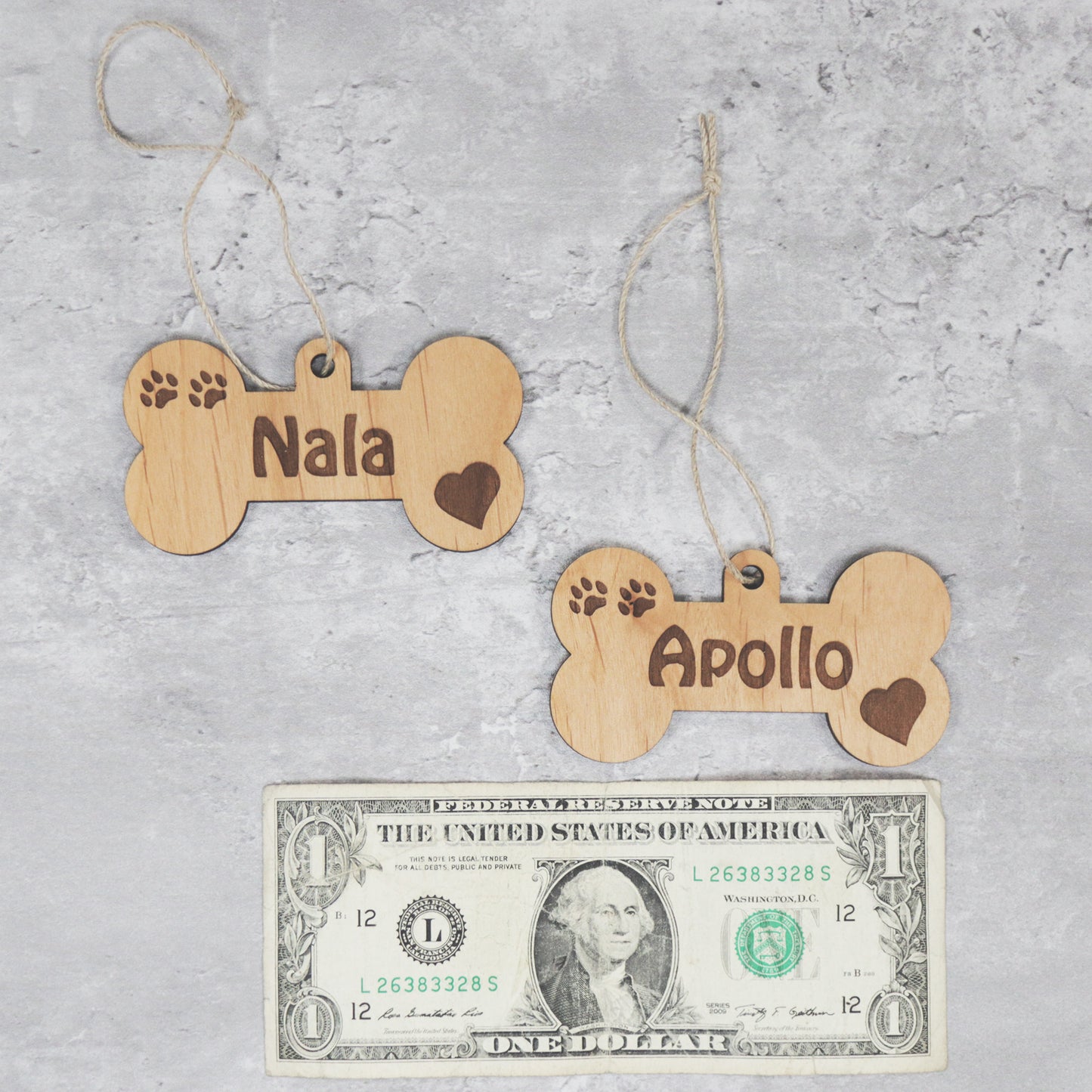 Custom Dog Bone Merry Christmas Wood Ornament