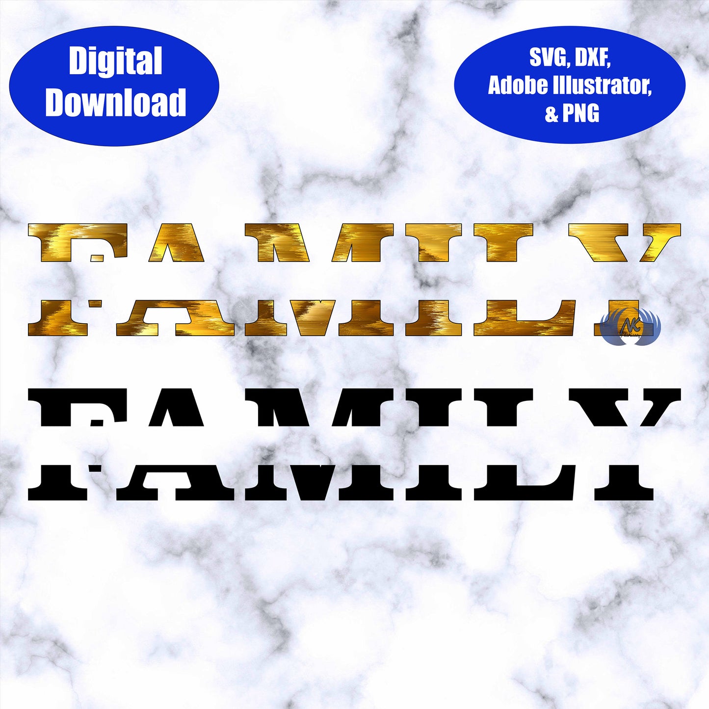 Family Split Name Frame SVG, Adobe Illustrator, & PNG Download Only