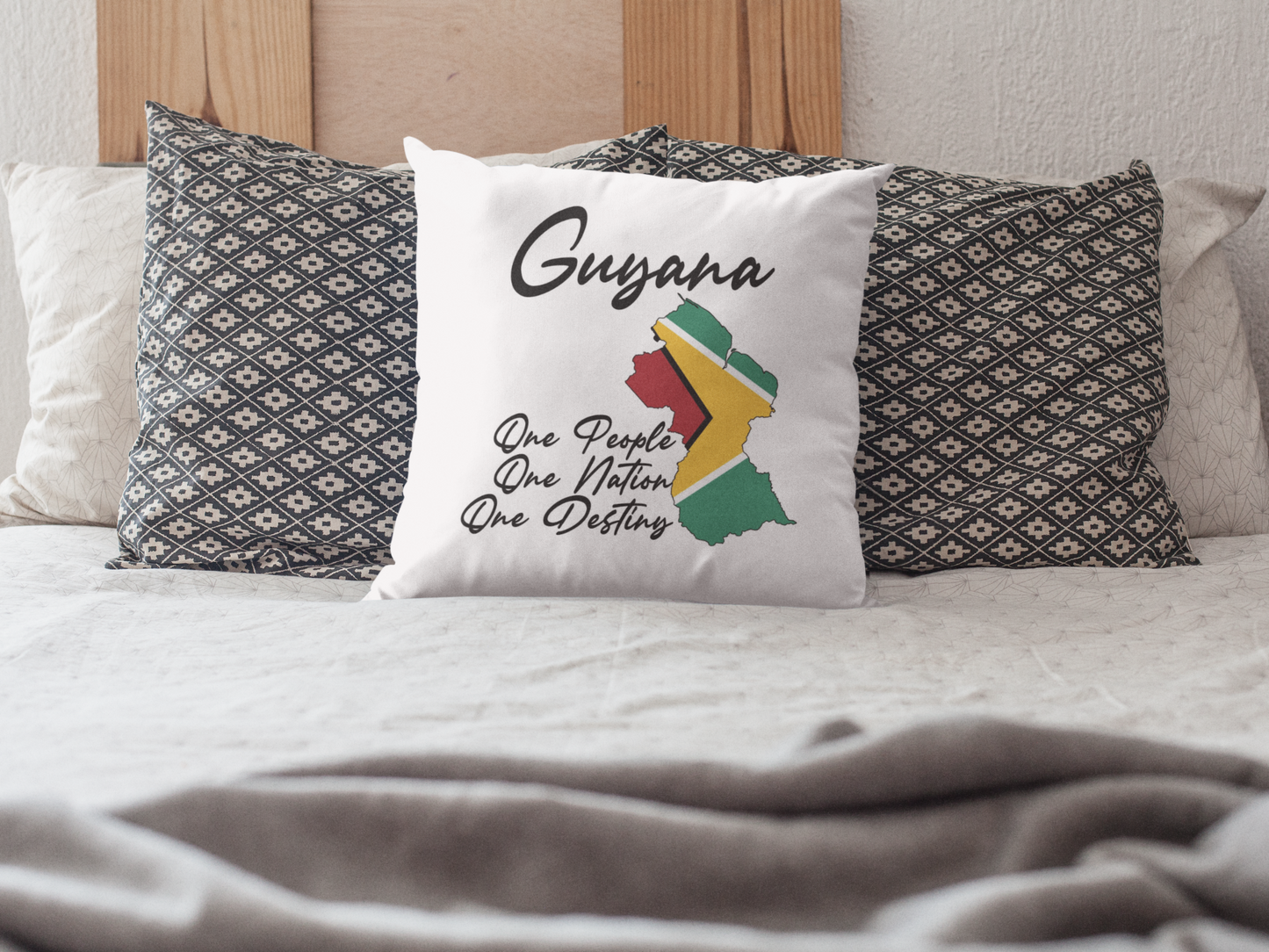 Guyana Motto, One People, One Nation One Destiny, 16" x 16" Pillow or Pillowcase