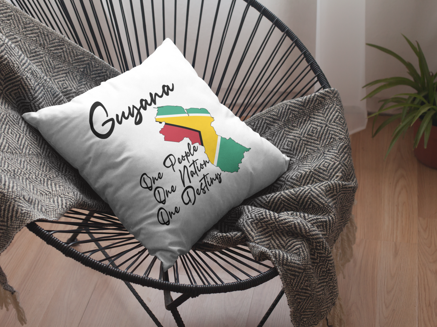 Guyana Motto, One People, One Nation One Destiny, 16" x 16" Pillow or Pillowcase