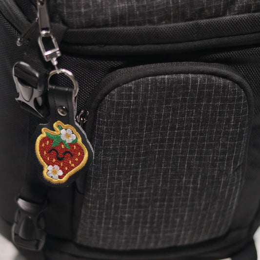 Kawaii Strawberry Embroidered Vinyl Keychain