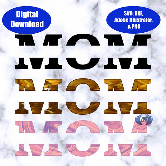 Mom Split Name Frame SVG, Adobe Illustrator, & PNG Download Only