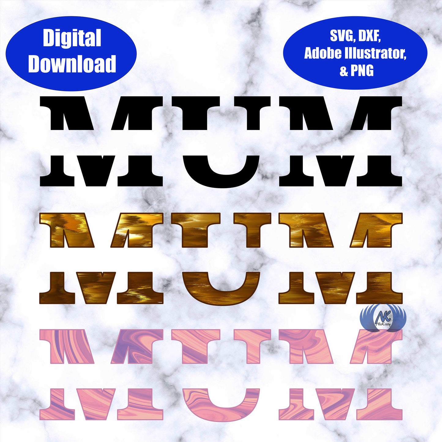 Mum Split Name Frame SVG, Adobe Illustrator, & PNG Download Only