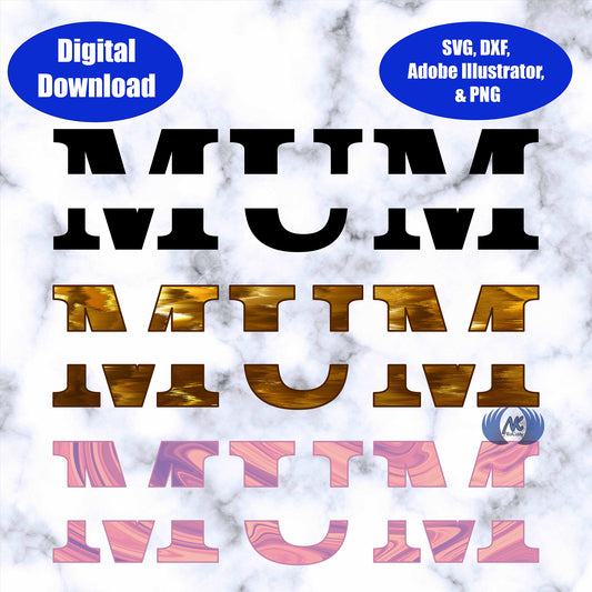 Mum Split Name Frame SVG, Adobe Illustrator, & PNG Download Only