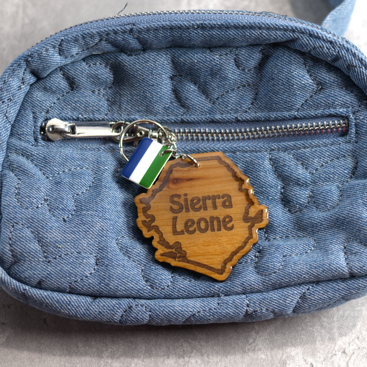 Sierra Leone Wood Keychain