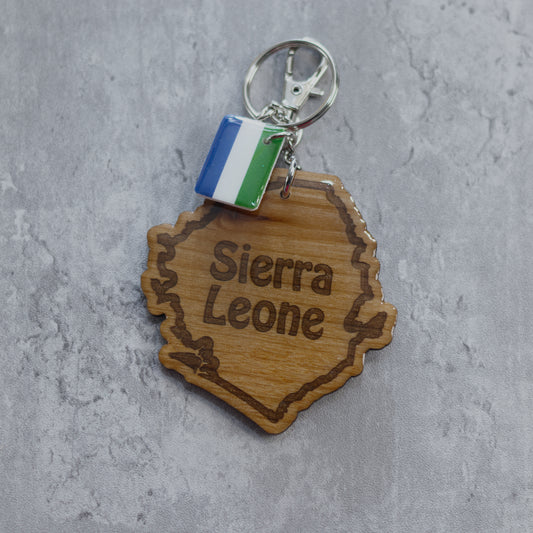 Sierra Leone Wood Keychain