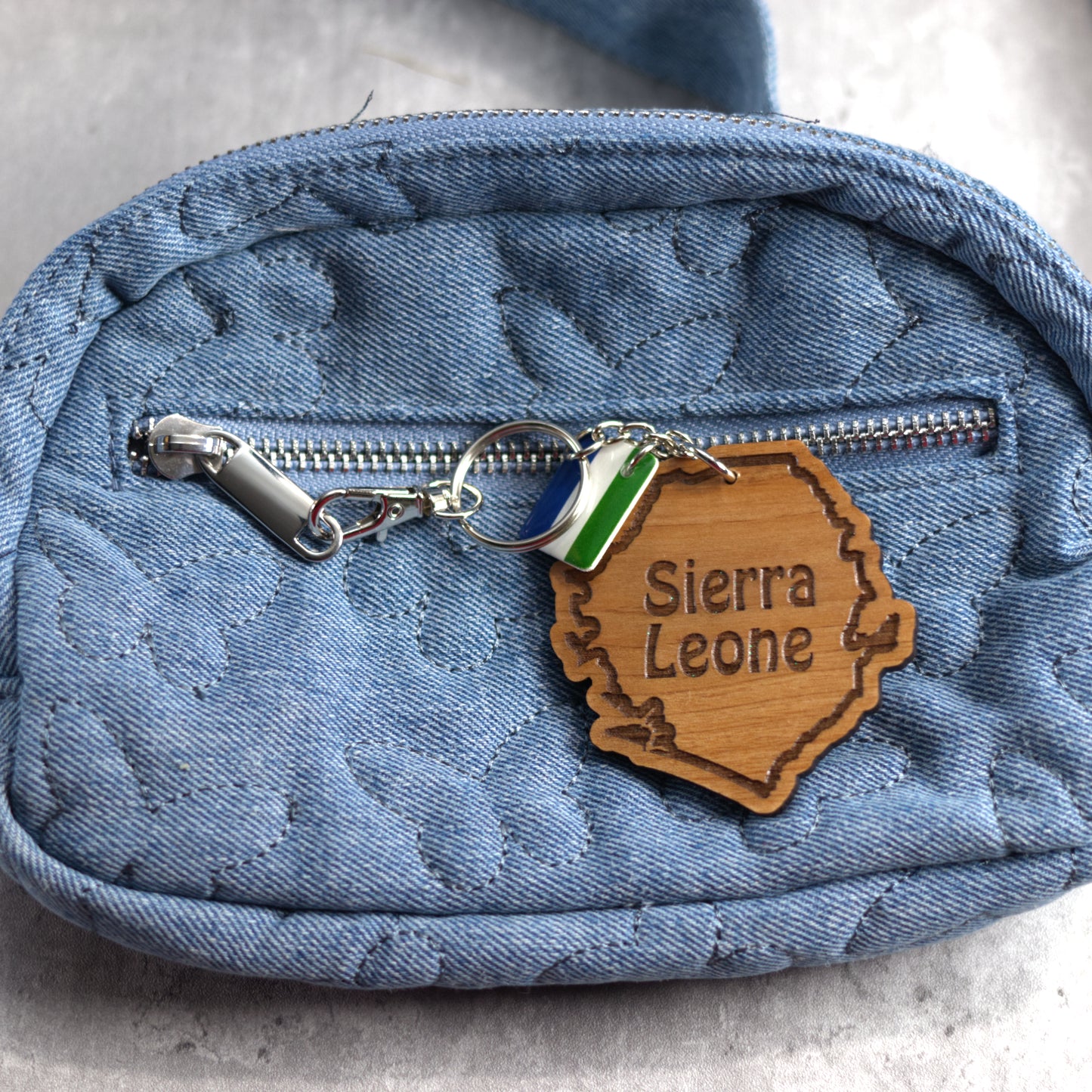 Sierra Leone Wood Keychain