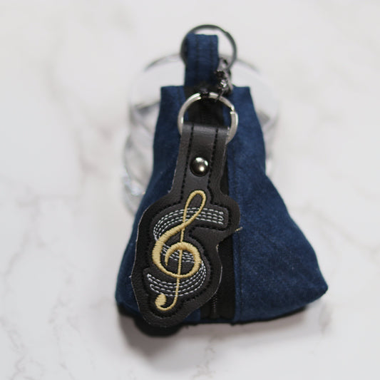 Treble Clef Embroidery Vinyl Keychain