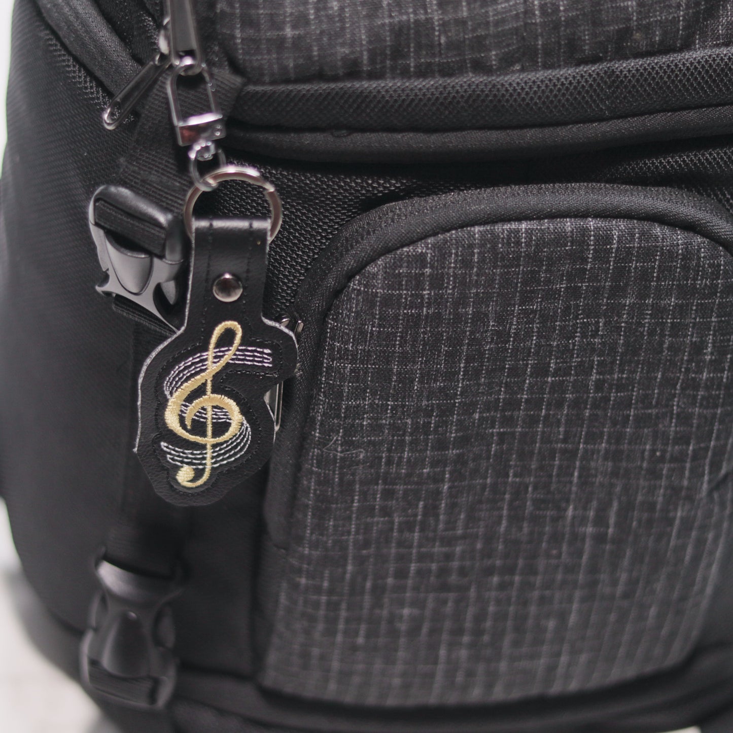 Treble Clef Embroidery Vinyl Keychain