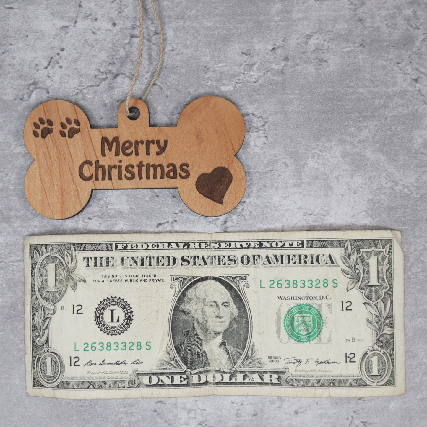 Dog Bone Merry Christmas Wood Ornament