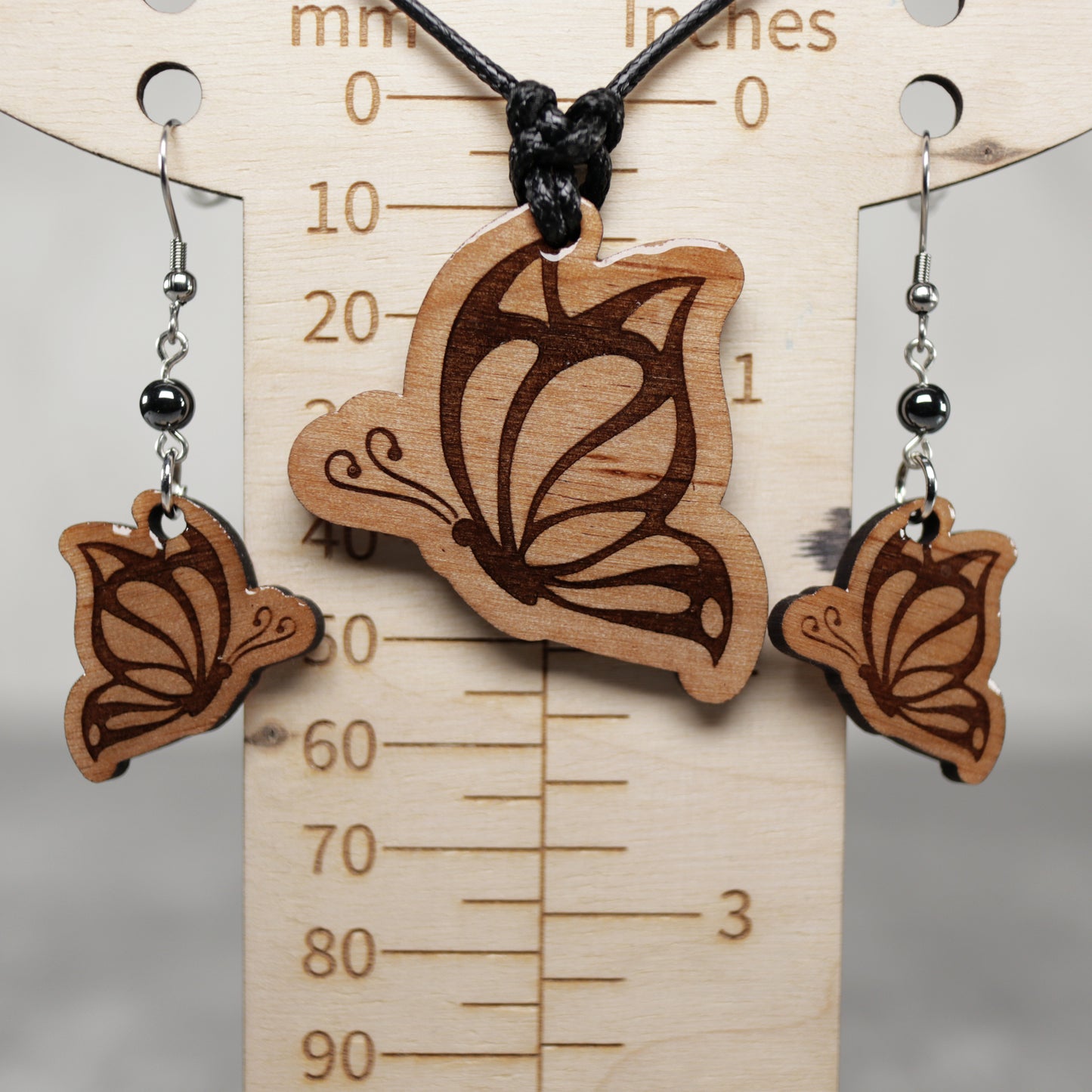 Butterfly Wood Earring and Necklace Set