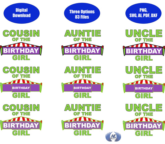 Birthday Girl Infinity and Beyond Family SVG, DXF, Adobe Illustrator & PNG Download