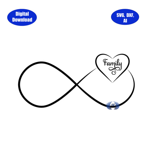 Infinity Heart with Text and Blank Spots SVG, DXF, and Adobe Illustrator Digital Download Only