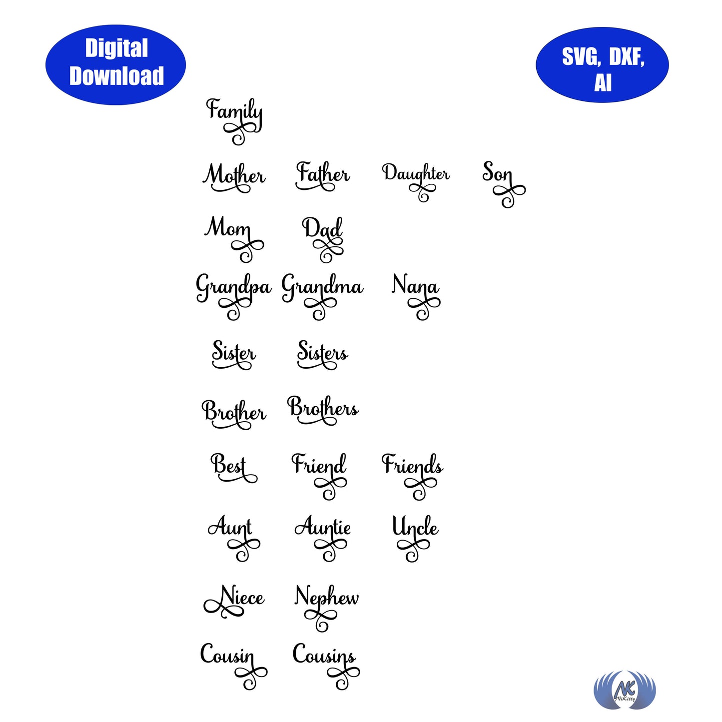 Infinity Heart with Text and Blank Spots SVG, DXF, and Adobe Illustrator Digital Download Only