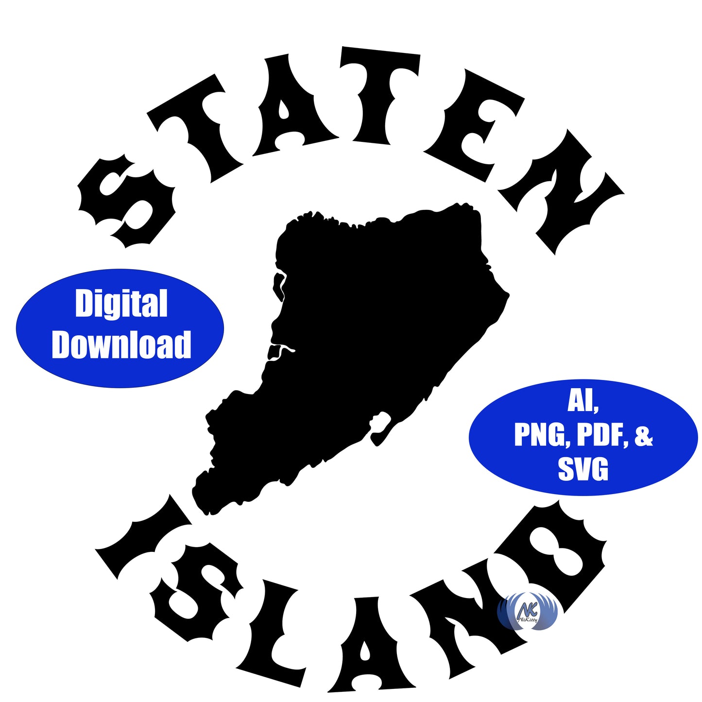 Staten Island New York City SVG, DXF, Adobe Illustrator & PNG Download Version 1