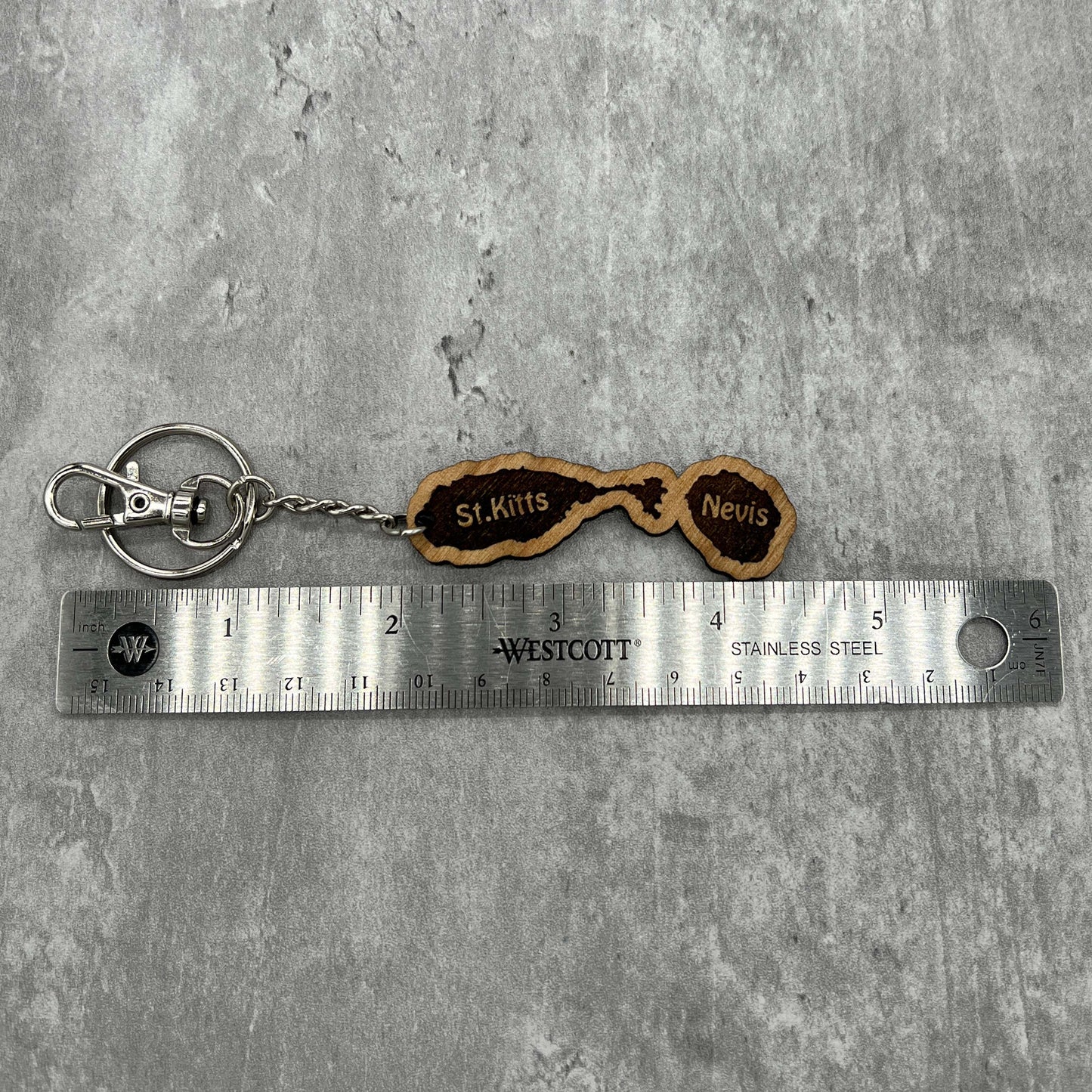 St. Kitts & Nevis Wood Keychain Design 1