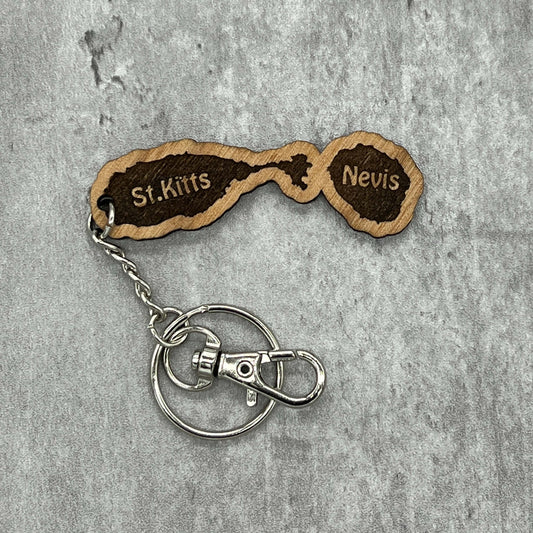 St. Kitts & Nevis Wood Keychain Design 1