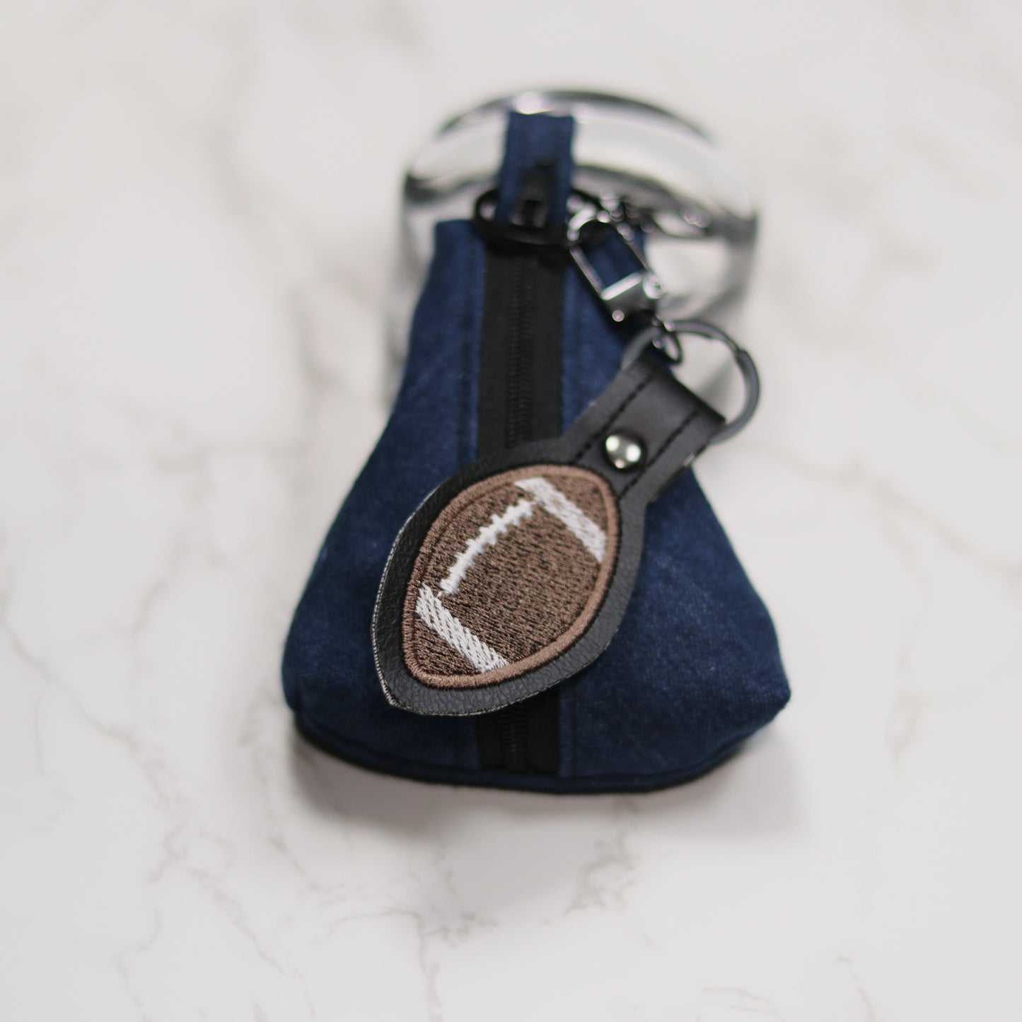 Football Embroidered Vinyl Keychain