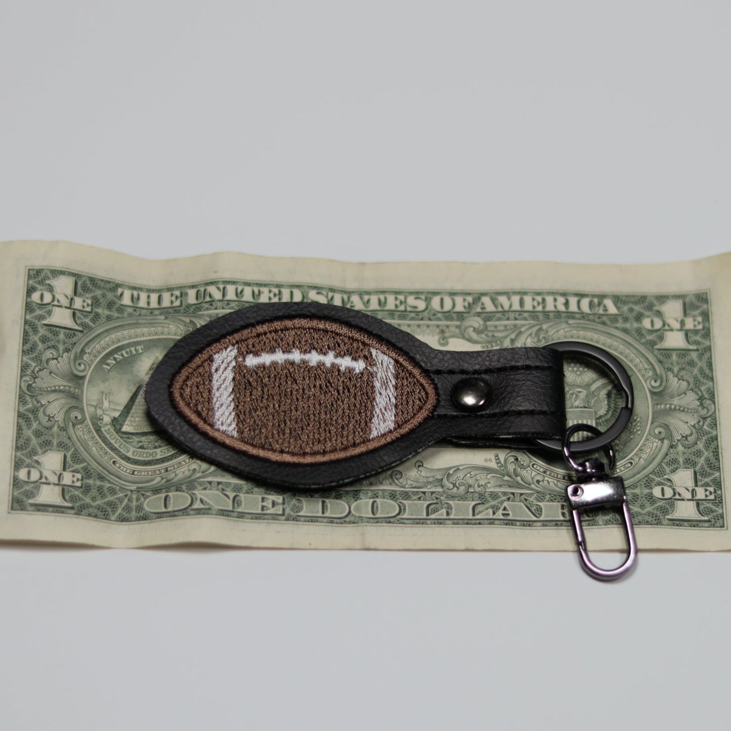 Football Embroidered Vinyl Keychain