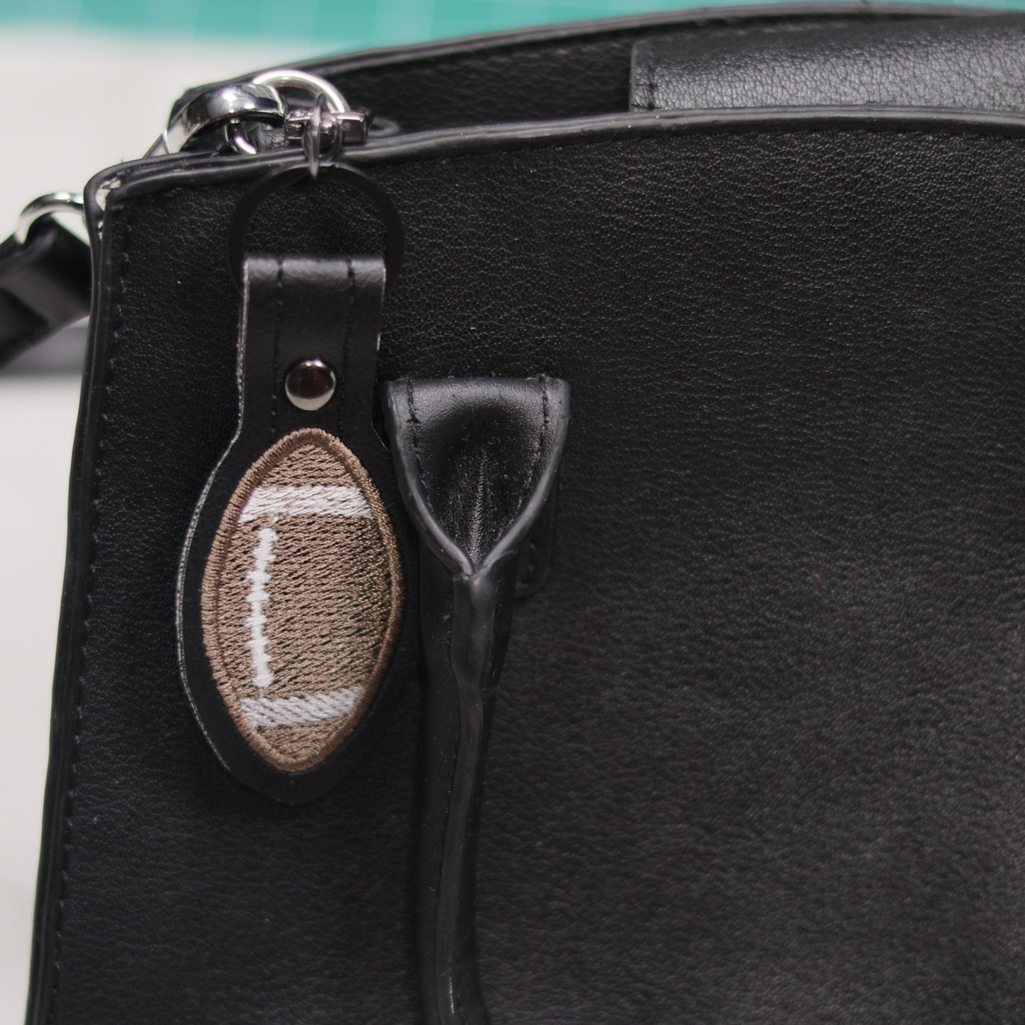 Football Embroidered Vinyl Keychain