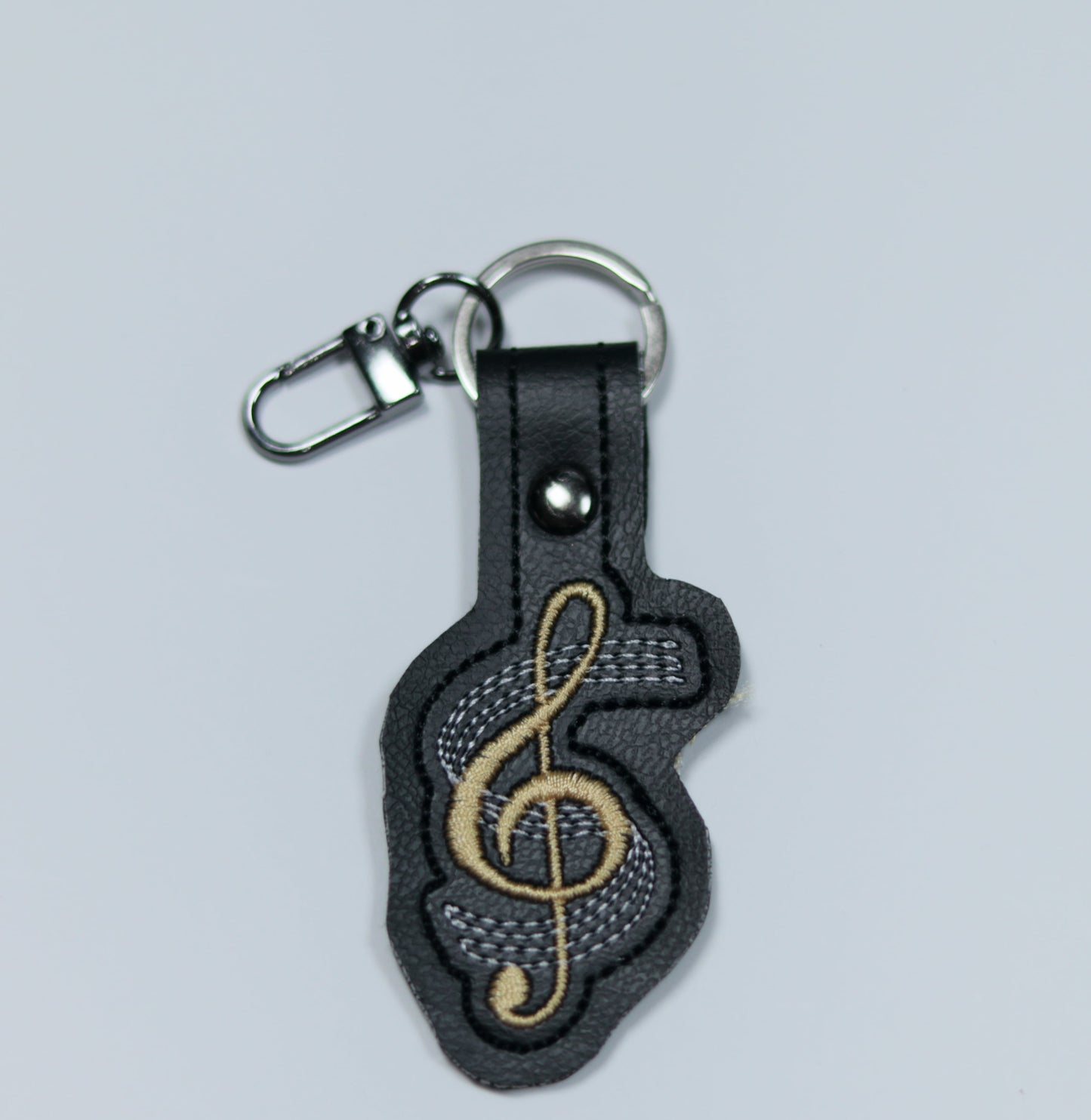 Treble Clef Embroidery Vinyl Keychain