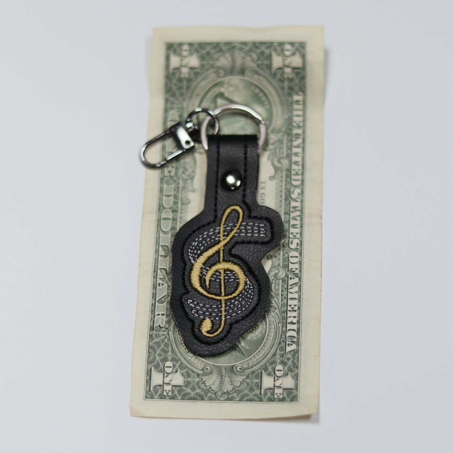 Treble Clef Embroidery Vinyl Keychain
