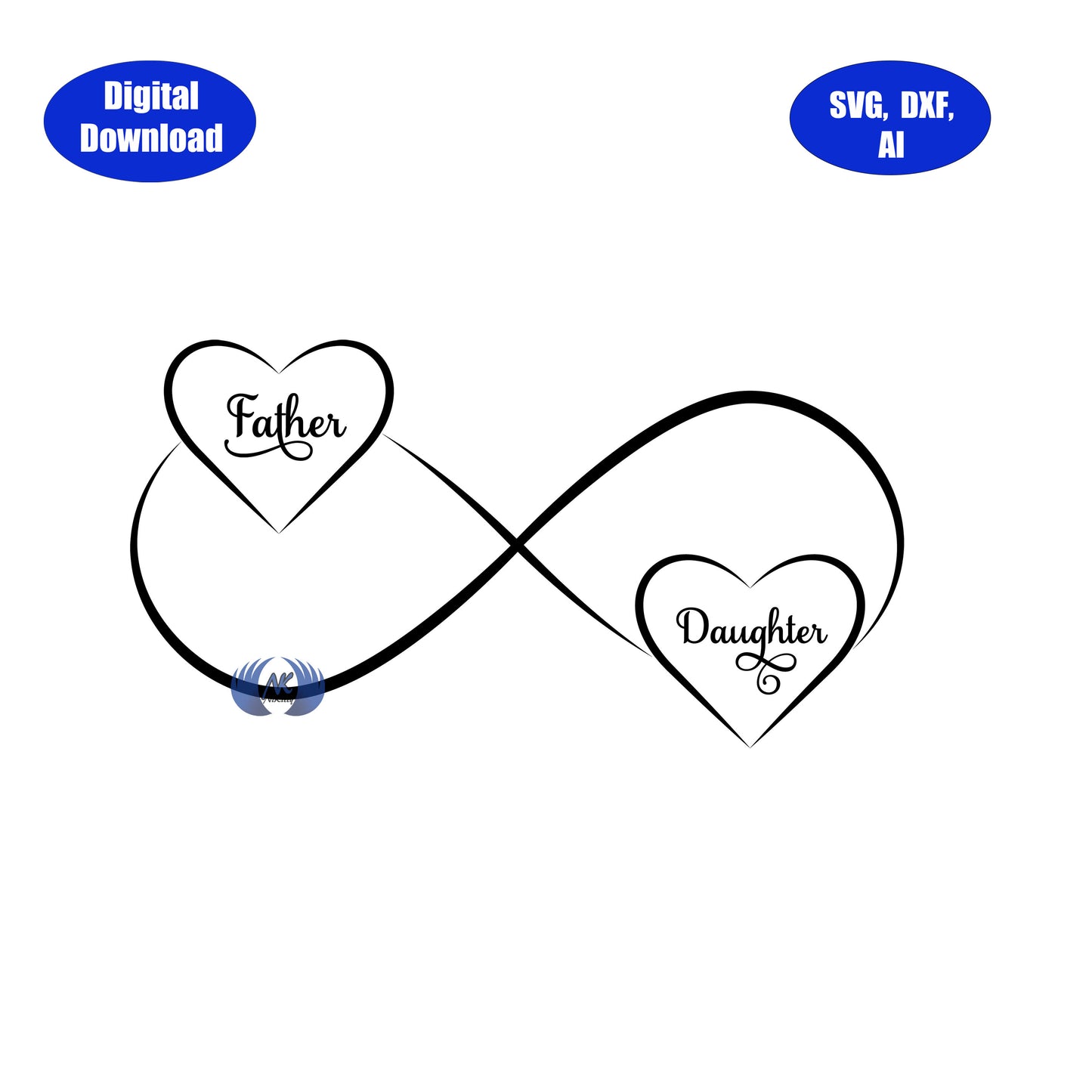 Infinity Heart with Text and Blank Spots SVG, DXF, and Adobe Illustrator Digital Download Only