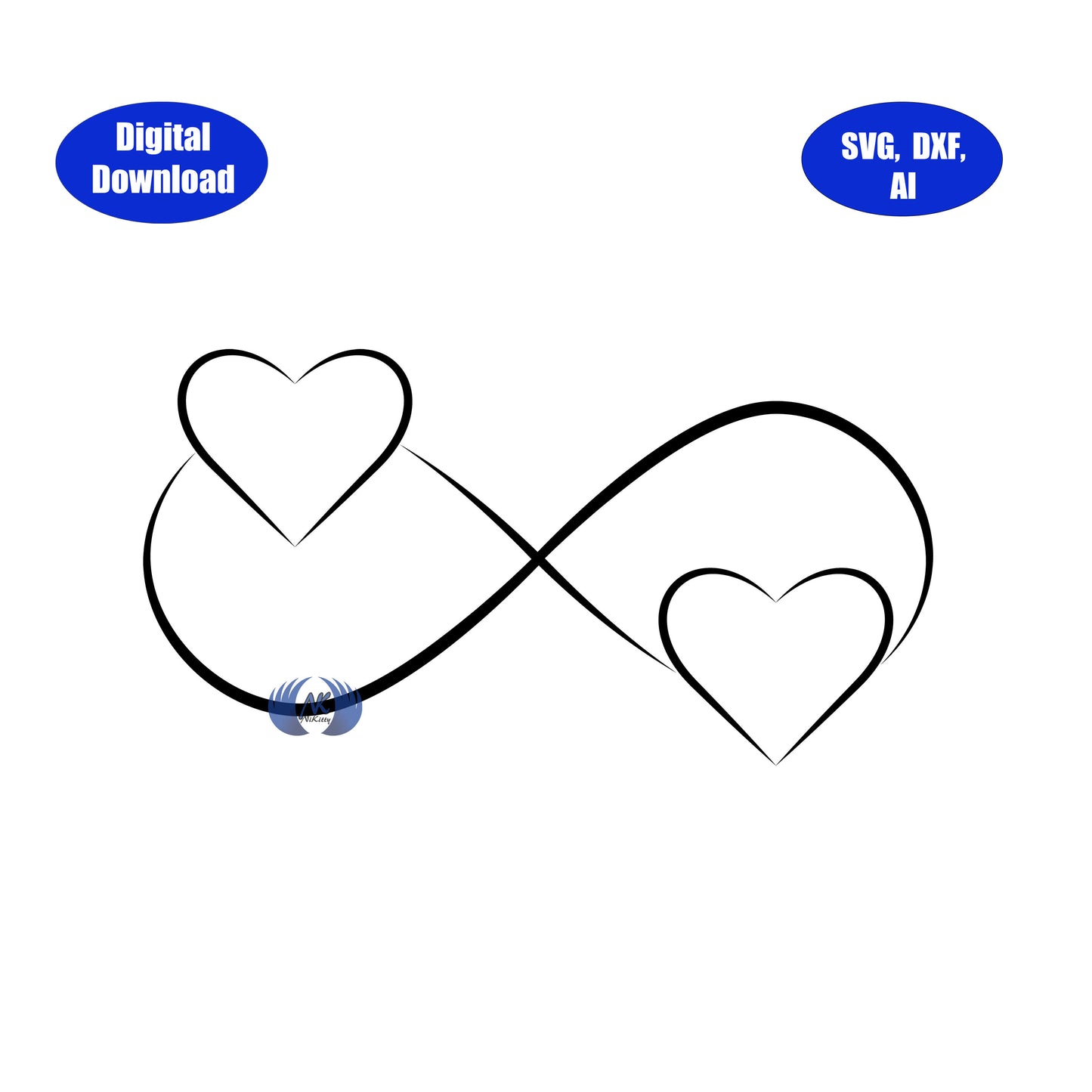 Infinity Heart with Text and Blank Spots SVG, DXF, and Adobe Illustrator Digital Download Only