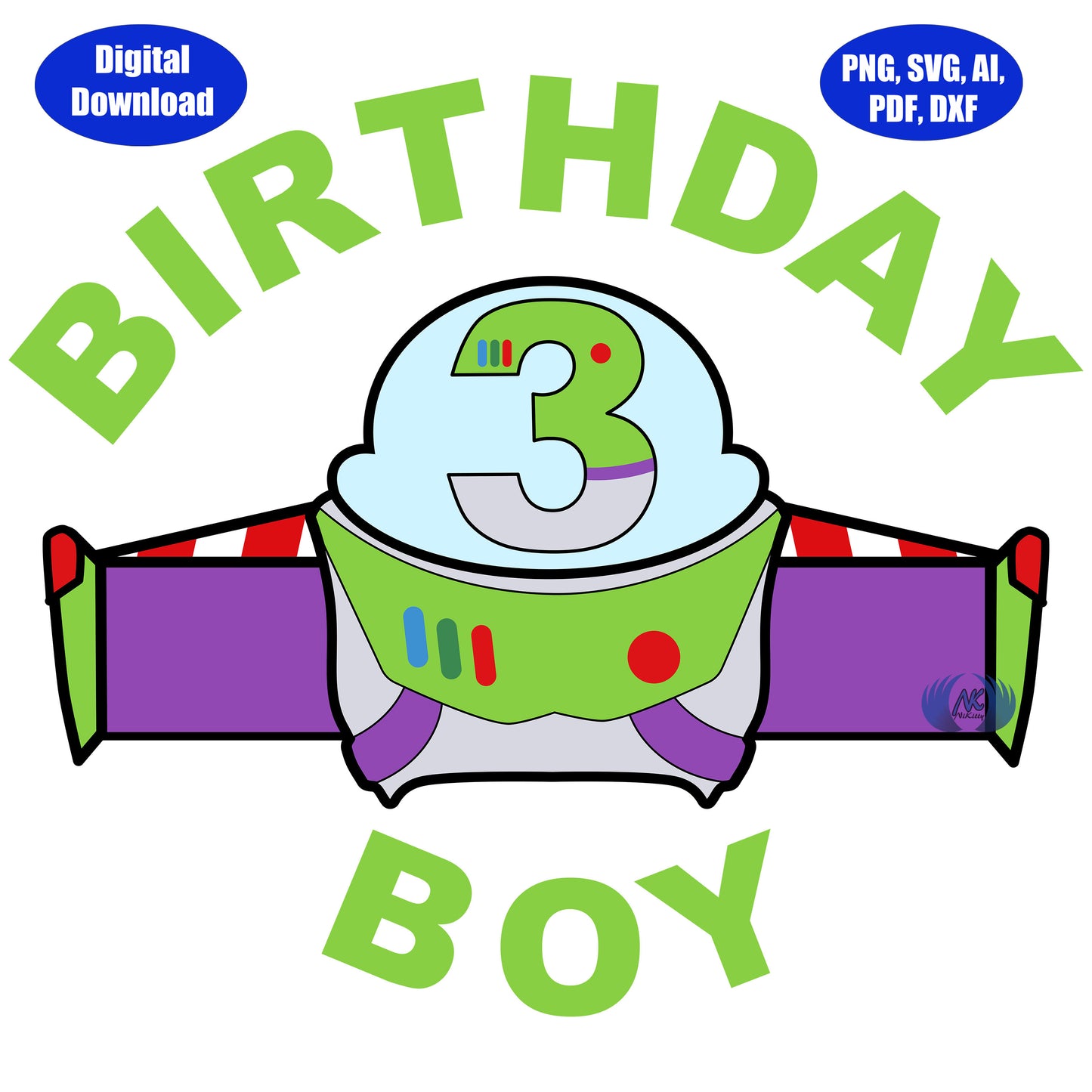 3rd Birthday Infinity and Beyond SVG, DXF, Adobe Illustrator, PDF & PNG Download
