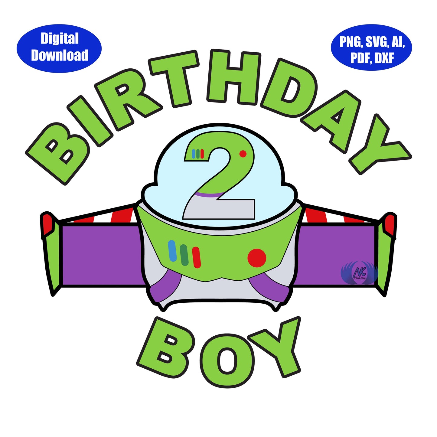 2nd Birthday Infinity and Beyond SVG, DXF, Adobe Illustrator, PDF & PNG Download