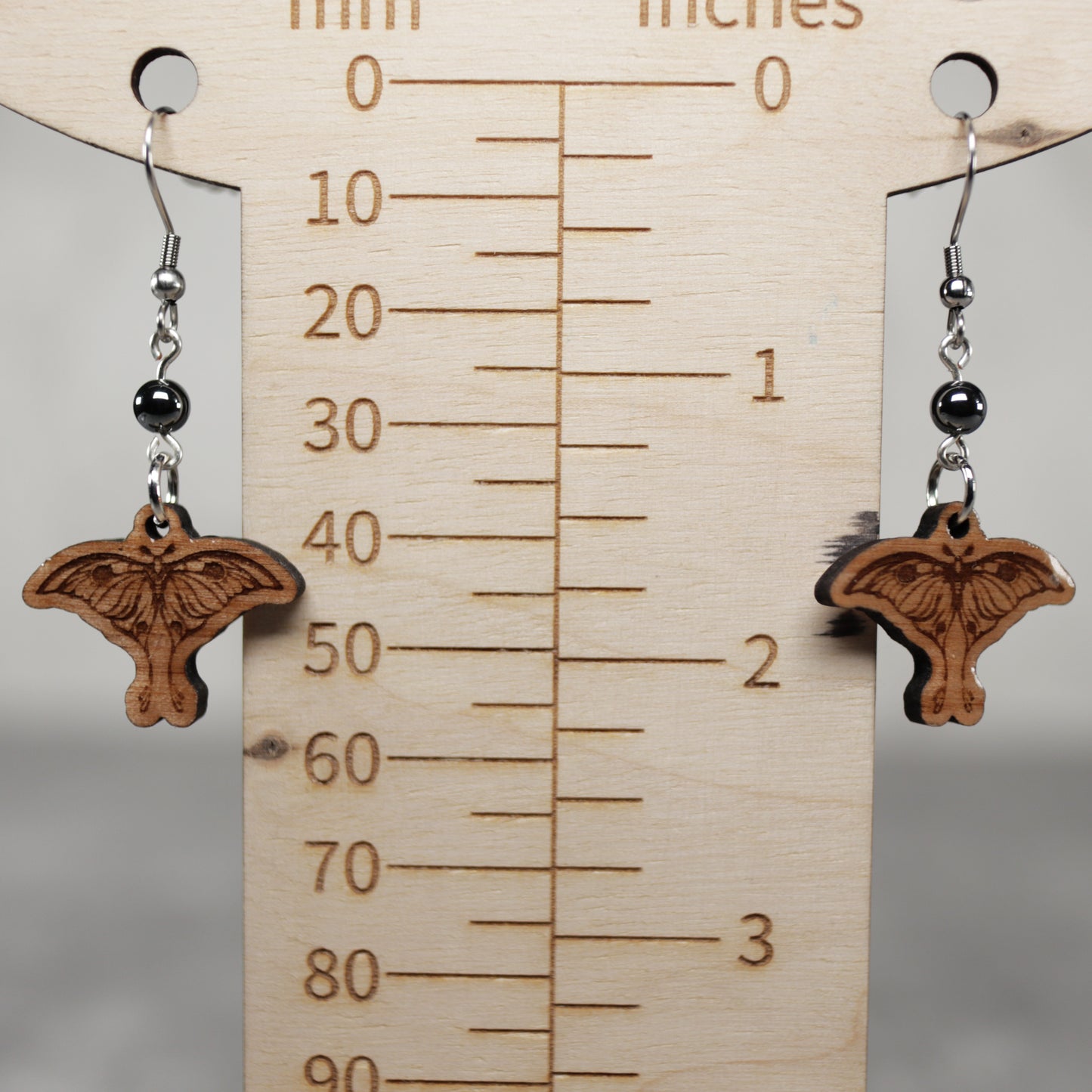 Moth Wood  Earrings and Necklace Set