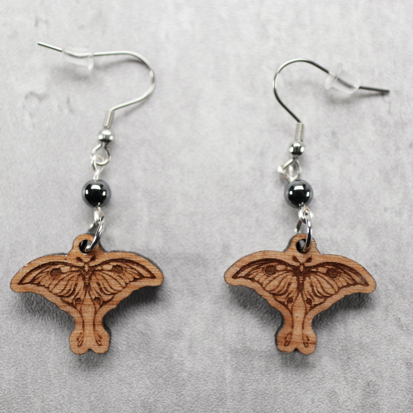 Moth Wood  Earrings and Necklace Set