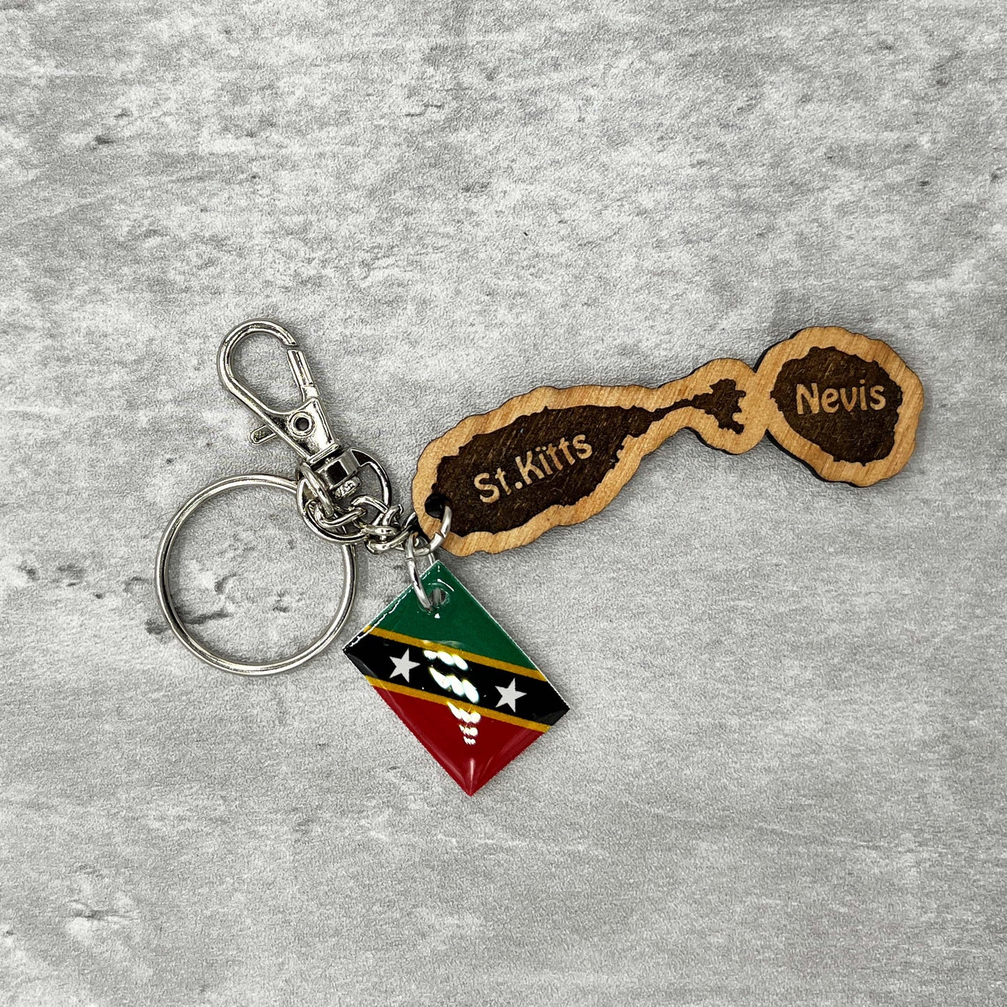 St. Kitts & Nevis Wood Keychain Design 1
